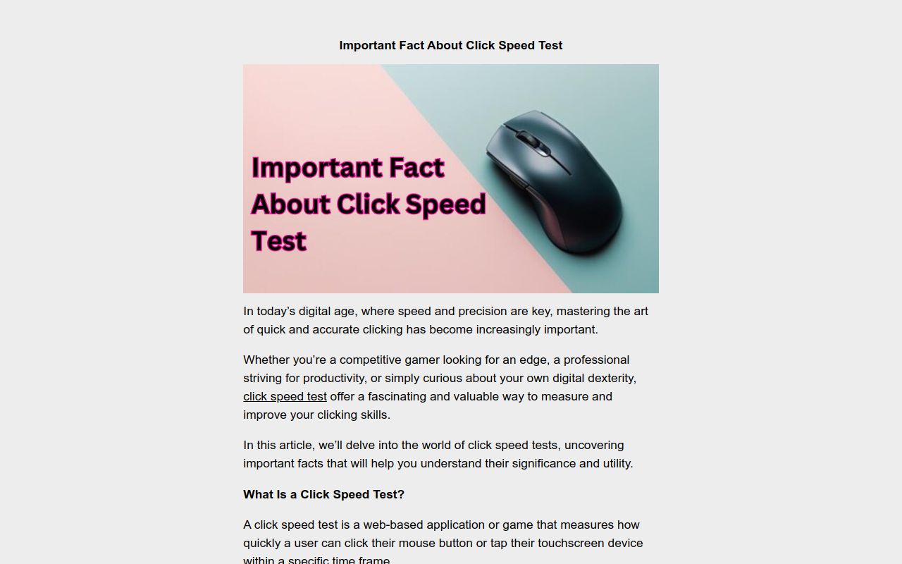 Important Fact About Click Speed Test